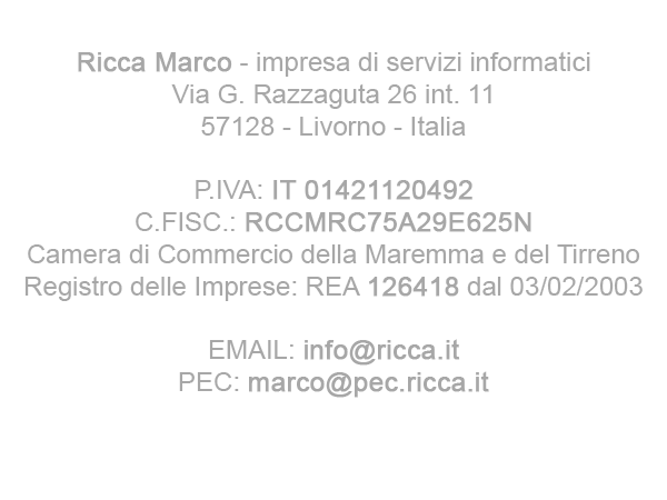 Dati aziendali Ricca.it